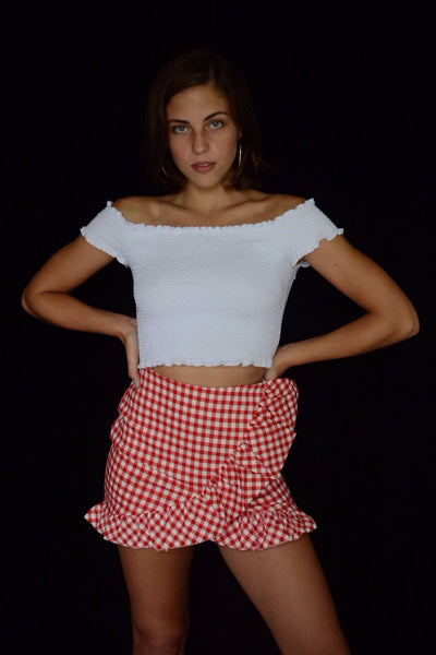 GINGHAM RUFFLE SKORT - Rude Society