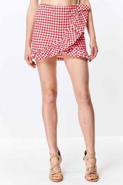 GINGHAM RUFFLE SKORT - Rude Society